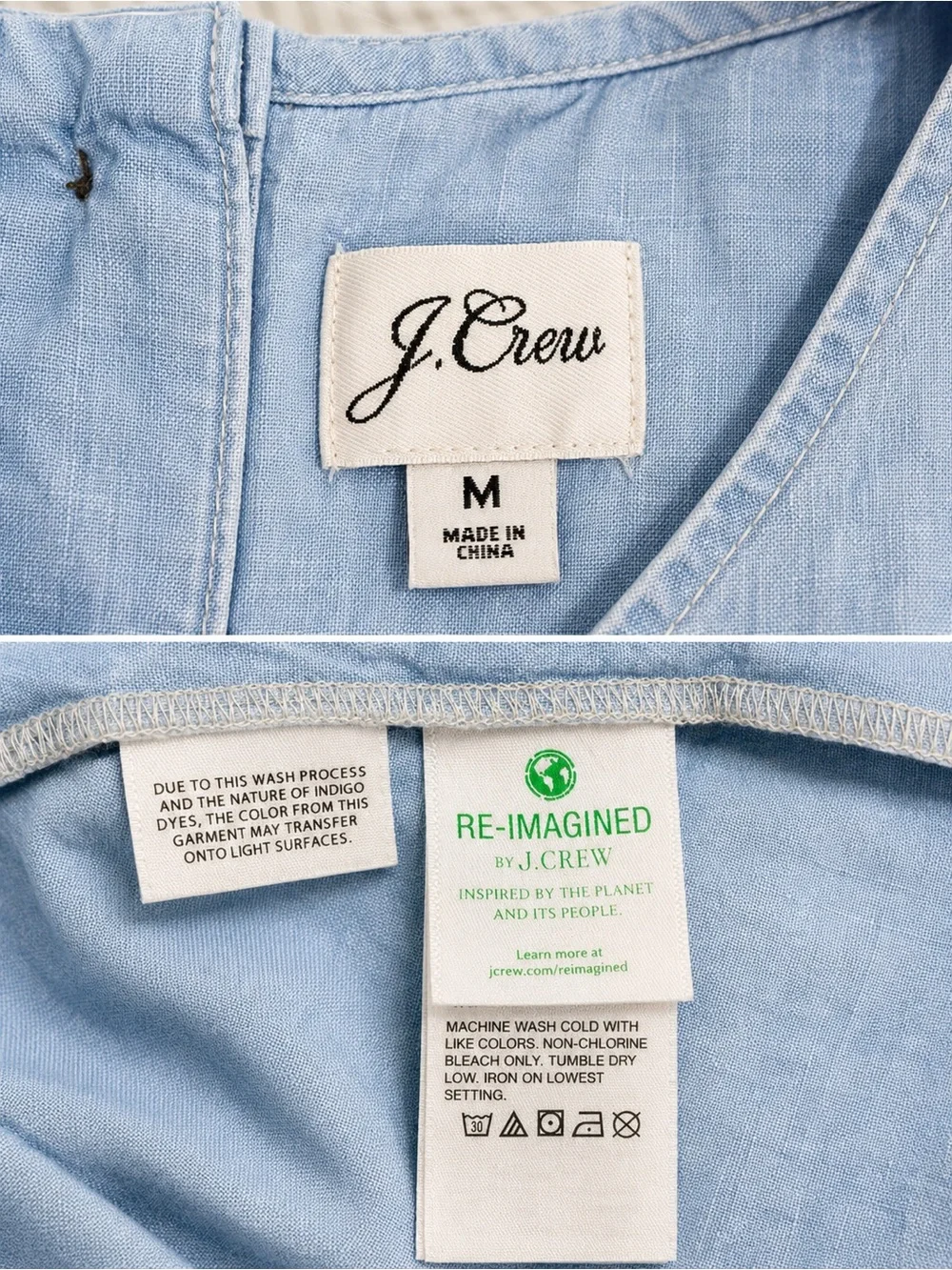 J.Crew Button-Back Chambray Tank Top Size M Light Blue Sleeveless